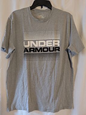 NWOT Under Armour Gray Short-Sleeve Logo Tee Sz M